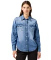 Wrangler Women's Shirts  112362599 Heritage Blue Melon Wash In Blue