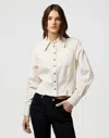 Wrangler Women's Shirts  112370781 Femme Peplum Shirt Pinstar White In White