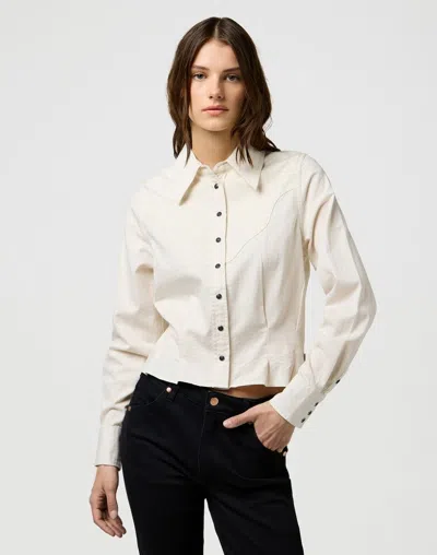 Wrangler Women's Shirts  112370781 Femme Peplum Shirt Pinstar White In Neutral