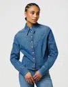Wrangler Women's Shirts  112370782 Peplum Light Hand In Blue