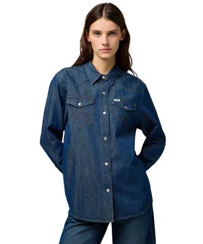 Wrangler Women's Shirts  112370827 Heritage Icon In Blue
