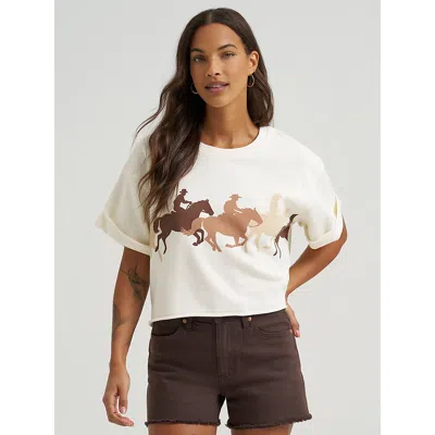 Wrangler Women's Short Sleeve Crew Sweatshirt In Cream In White
