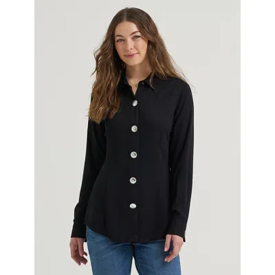 Wrangler Women's  Slim Concho Button Shirt In Black