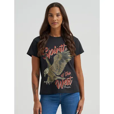 Wrangler Women's Spirit Eagle Retro Regular Fit Tee In Jet Black