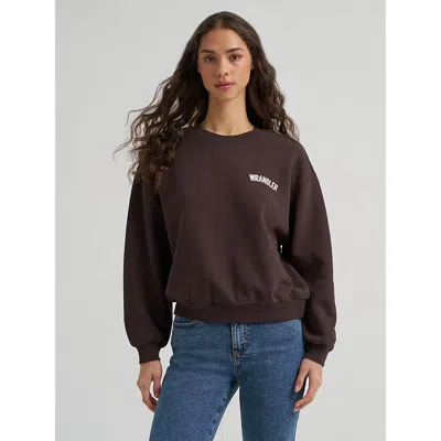 Wrangler Women's Stacked Canyon Crew Pullover In Chocolate Torte In Blue