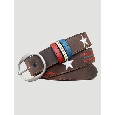 Wrangler Women's Star Embroidered Leather Belt In Brown