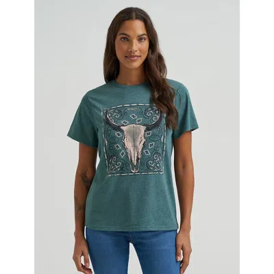 Wrangler Women's Steerhead Reg Fit Tee In Silver Pine In Gray
