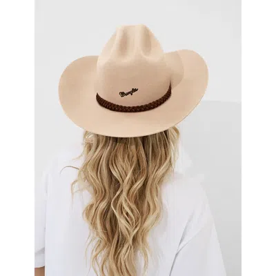 Wrangler Women's Suede Braid Band Cowboy Hat In Beige In Brown