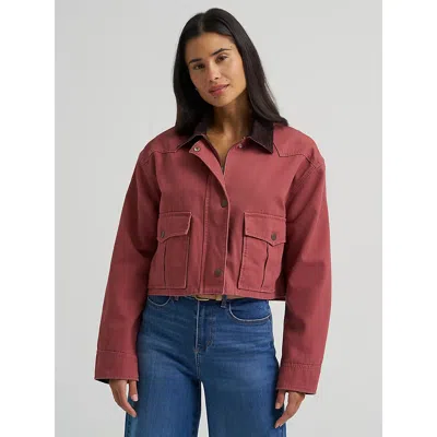 Wrangler Women's Western Cropped Utility Jacket In Rose In Pink