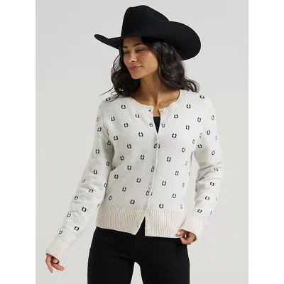 Wrangler Women's Western Fitted Cardigan Sweater In White