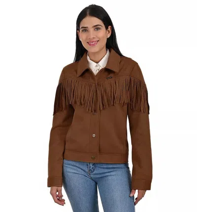 Wrangler Women's Western Style Fringed Jacket In Brown