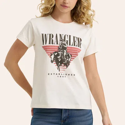 Wrangler Women's White Cowboy Logo Graphic T-shirt
