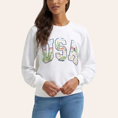 Wrangler Women's White Desert Usa Embroidered Sweatshirt