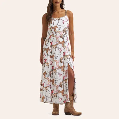 Wrangler Women's White Western Print Maxi Dress In Multi