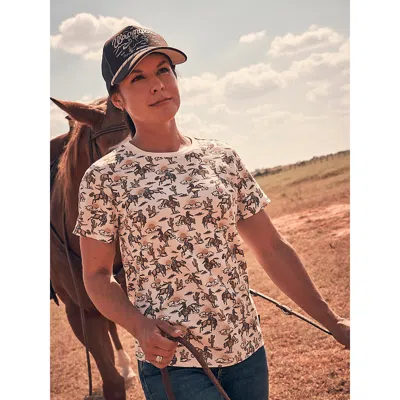Wrangler Women's  All Over Print Slim Tee In Cream Lasso In Multi