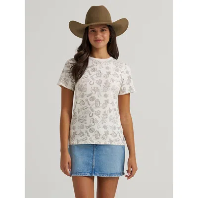 Wrangler Women's  All Over Print Slim Tee In Cream In Multi