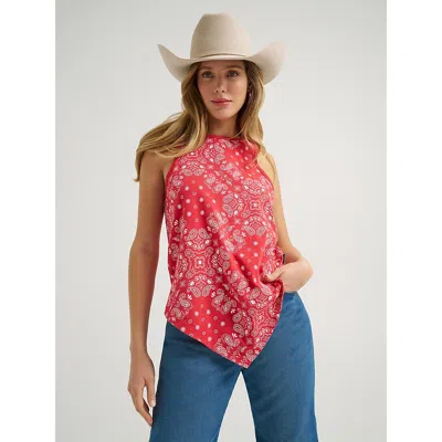 Wrangler Women's  Allover Bandana Print Tank In Red