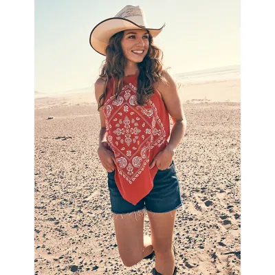 Wrangler Women's  Bandana Diamond Front Tank In Red In Multi