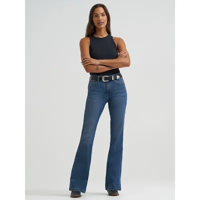 Wrangler Women's  Bespoke High Rise Flare Jean In Lily In Blue