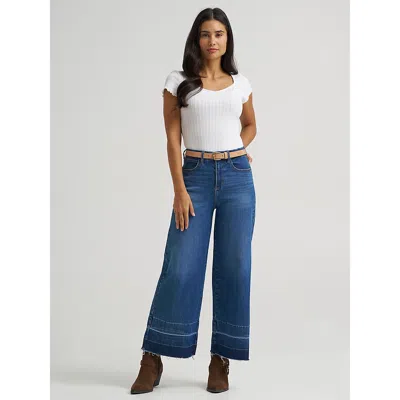 Wrangler Women's  Bespoke Wide Leg Crop Jean In Leanna In Blue