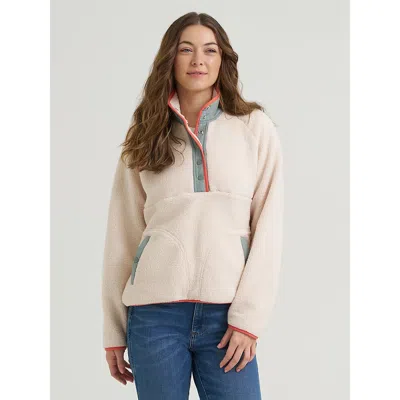 Wrangler Women's  Big Sky Sherpa Snap Pullover In White In Neutral