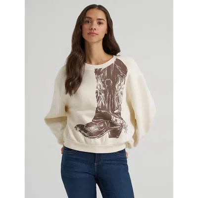 Wrangler Women's  Boot Graphic Pullover In Cream In White