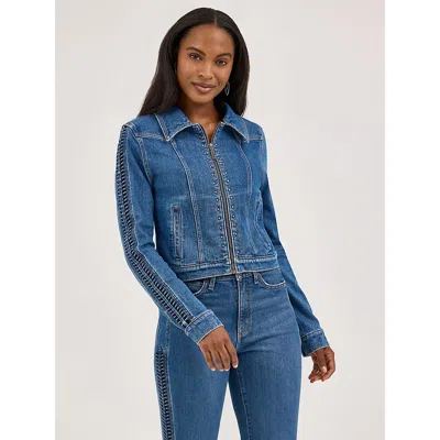 Wrangler Women's  Braided Denim Jacket In Blue