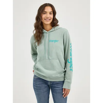 Wrangler Women's  Classic Logo Hoodie In Blue Surf In Green