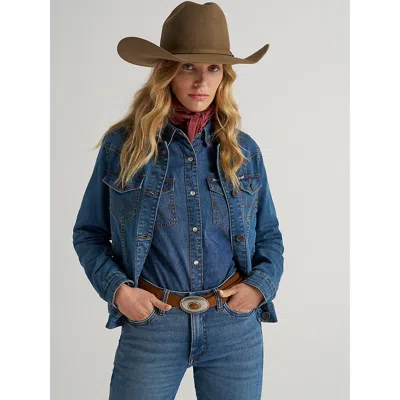 Wrangler Women's  Classic Western Denim Jacket In Dark Denim