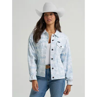 Wrangler Women's  Country Toile Denim Relaxed Fit Jacket In White