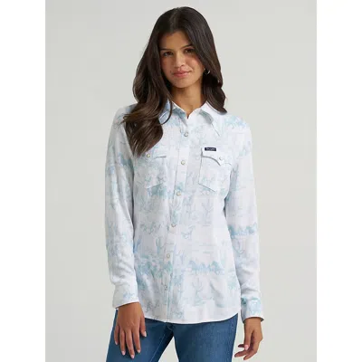 Wrangler Women's  Country Toile Western Slim Snap Shirt In White