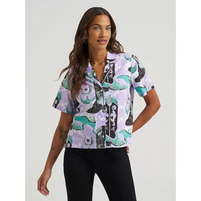 Wrangler Women's  Cowgirl Camp Shirt In Purple