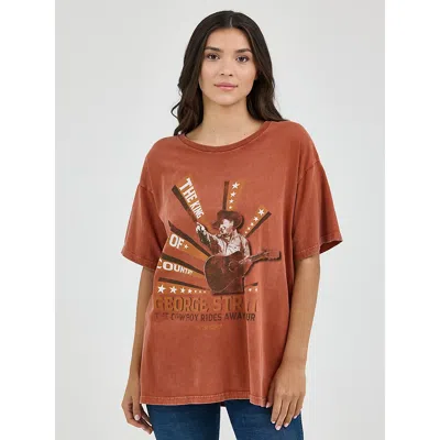 Wrangler Women's ® George Strait Oversized Band Tee In Spice Wash In Brown