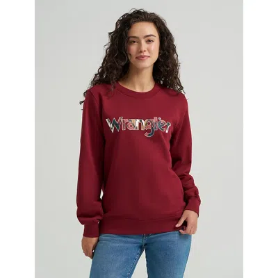 Wrangler Women's  Graphic Crew Sweatshirt In Cabernet In Burgundy