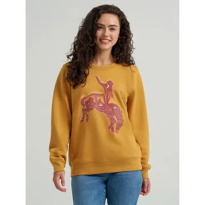 Wrangler Women's  Graphic Crew Sweatshirt In Spruce Yellow