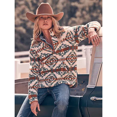 Wrangler Women's  High Plains Sherpa Zip Pullover In Pale Prairie In Blue