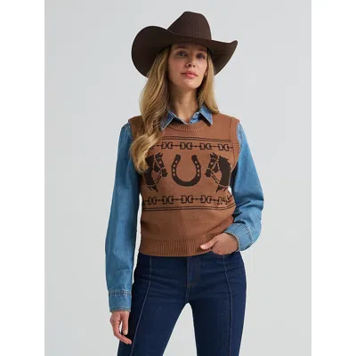 Wrangler Women's  Horse Sweater Vest In Brown
