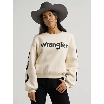 Wrangler Women's  Lucky Logo Crew Sweatshirt In White In Neutral