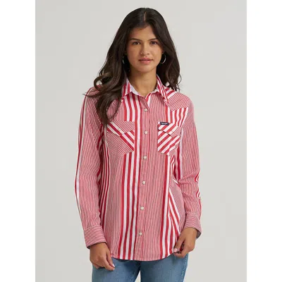 Wrangler Women's  Olivia Western Slim Snap Shirt In Americana Red