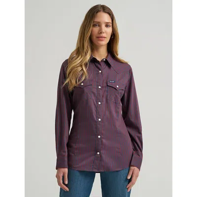 Wrangler Women's  Olivia Western Slim Snap Shirt In Burgundy
