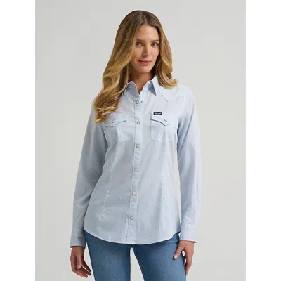 Wrangler Women's  Olivia Western Slim Snap Shirt In Subtle Blue