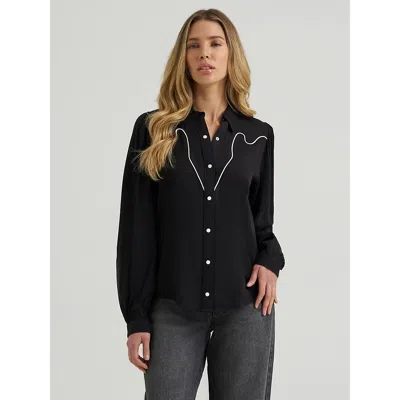 Wrangler Women's  Party Western Snap Shirt In Black