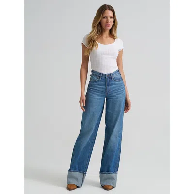 Wrangler Women's  Retro® Bailey High Rise Wide Leg Cuffed Jean In Milena In Blue