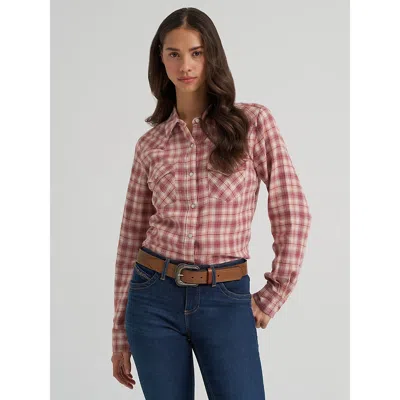 Wrangler Women's  Retro® Essential Flannel Snap Shirt In Gentle Rose In Gold