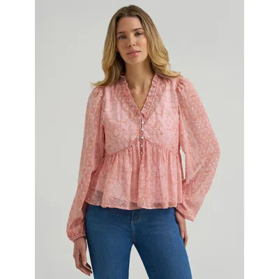 Wrangler Women's  Sheer Juliet Blouse In Pink In Black