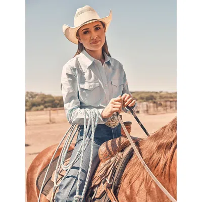 Wrangler Women's  Sierra Western Slim Button Shirt In Cool Blue