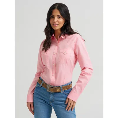 Wrangler Women's  Sierra Western Slim Button Shirt In Peony In Pink