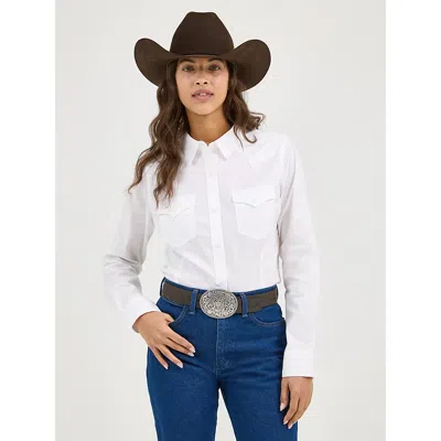 Wrangler Women's  Sierra Western Slim Button Shirt In White