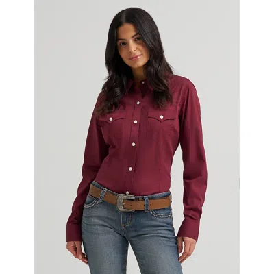 Wrangler Women's  Sierra Western Slim Button Shirt In Windsor Wine In Brown