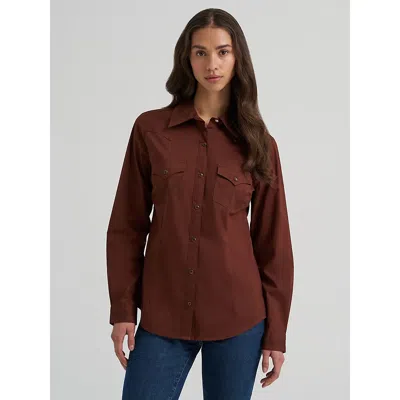 Wrangler Women's  Sierra Western Slim Snap Shirt In Brown
